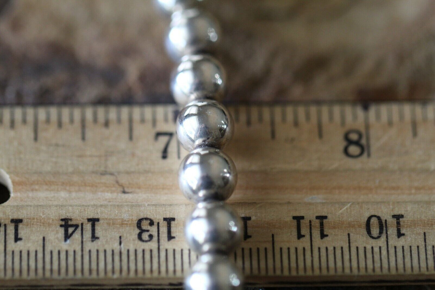 *VINTAGE* Indian Pearl Sterling Silver 925 Sliding 8mm Bead Necklace 18"- 28.3gm