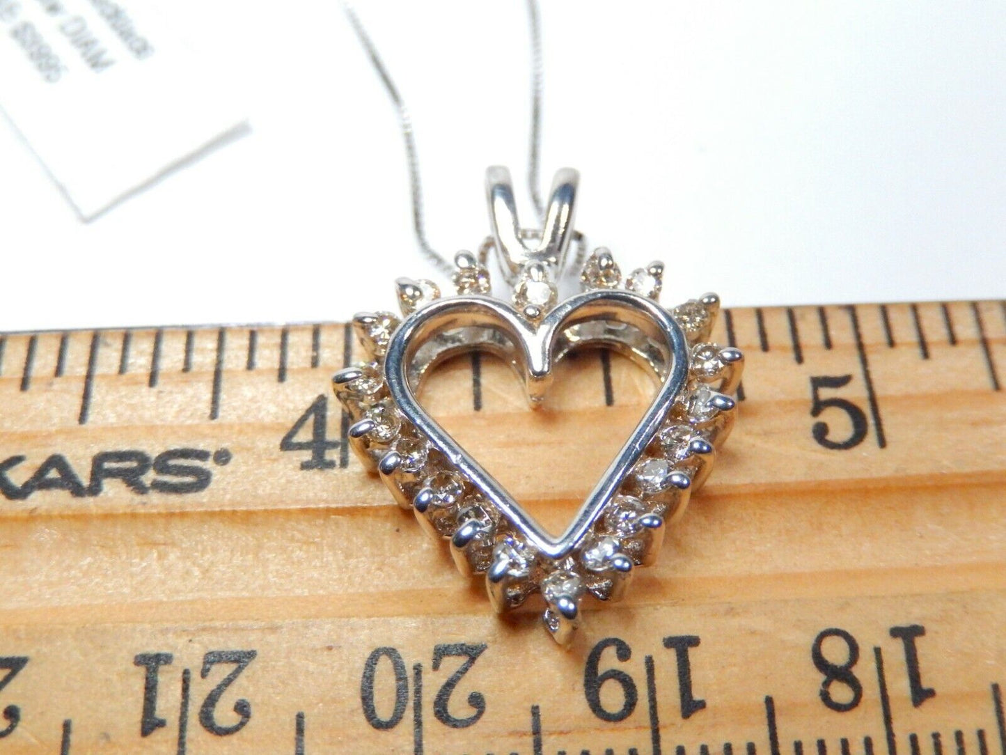 *NWT* 14K White Gold .60CT  Natural Diamond Heart Pendant Necklace w/ 18" Chain