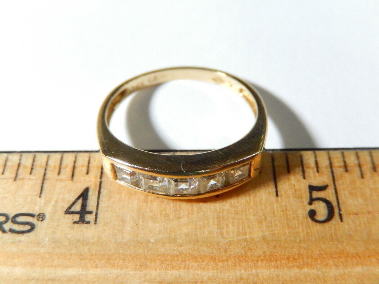 14K Yellow Gold .50ct CZ Wedding Band Bridal Anniversary Ring Sz 7.25