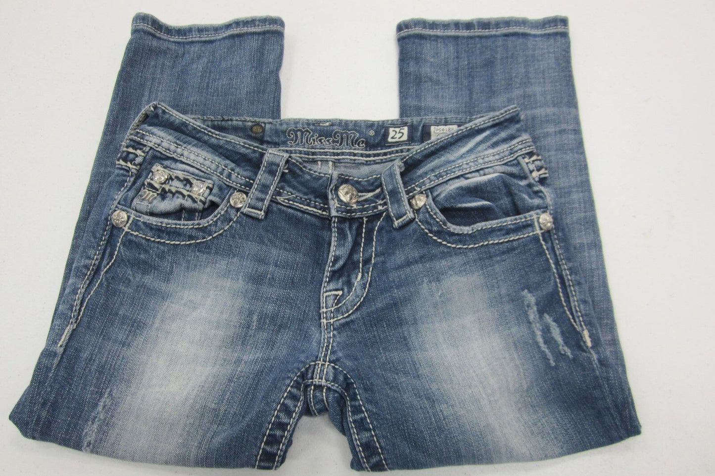 *VERY NICE* Miss Me Capri Blue Jeans Cropped Distressed JP5418P Size W25 x L19