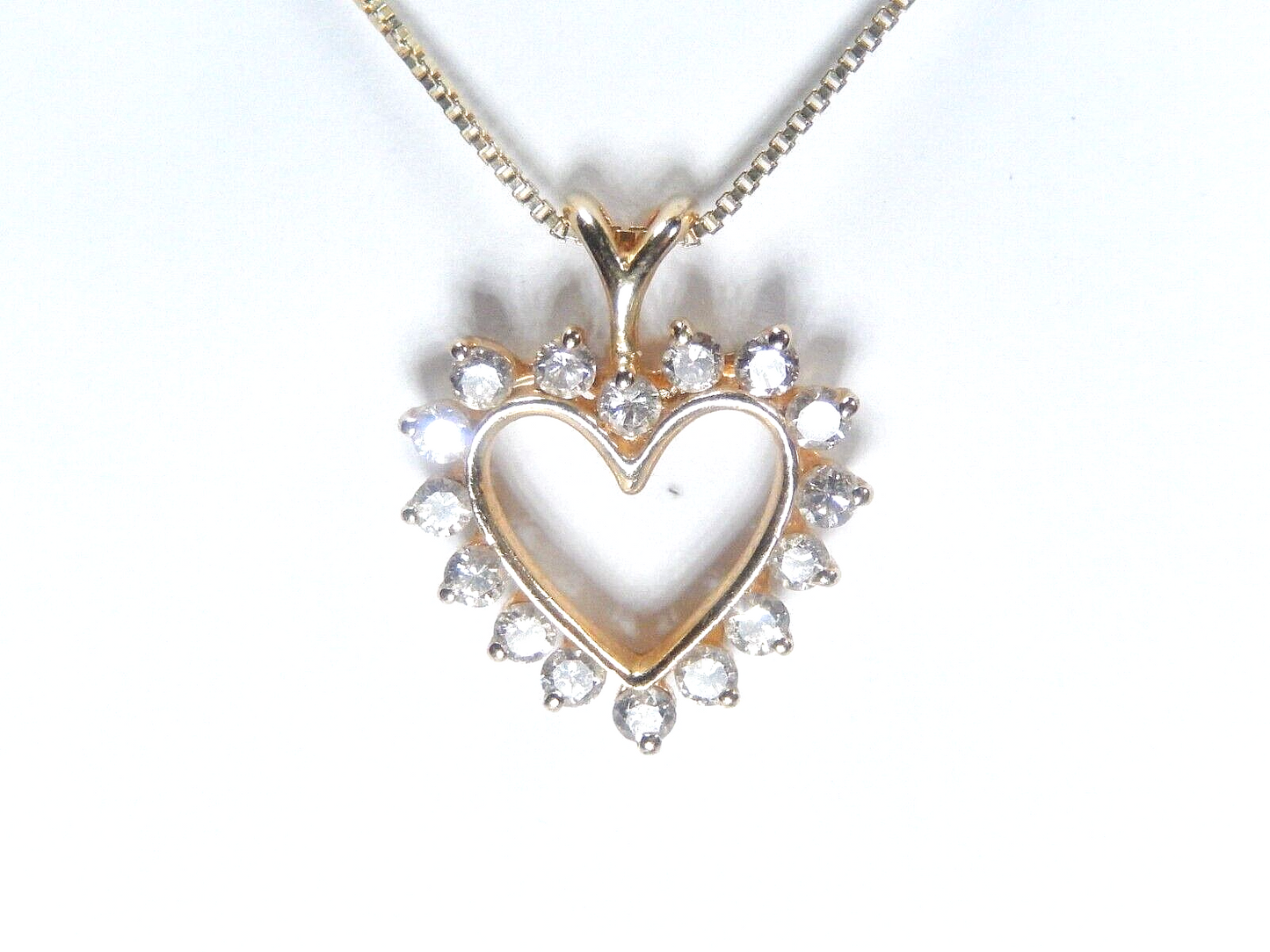 *VINTAGE*  14k Yellow Gold .50CT Natural Diamond Heart Pendant w/18"chain