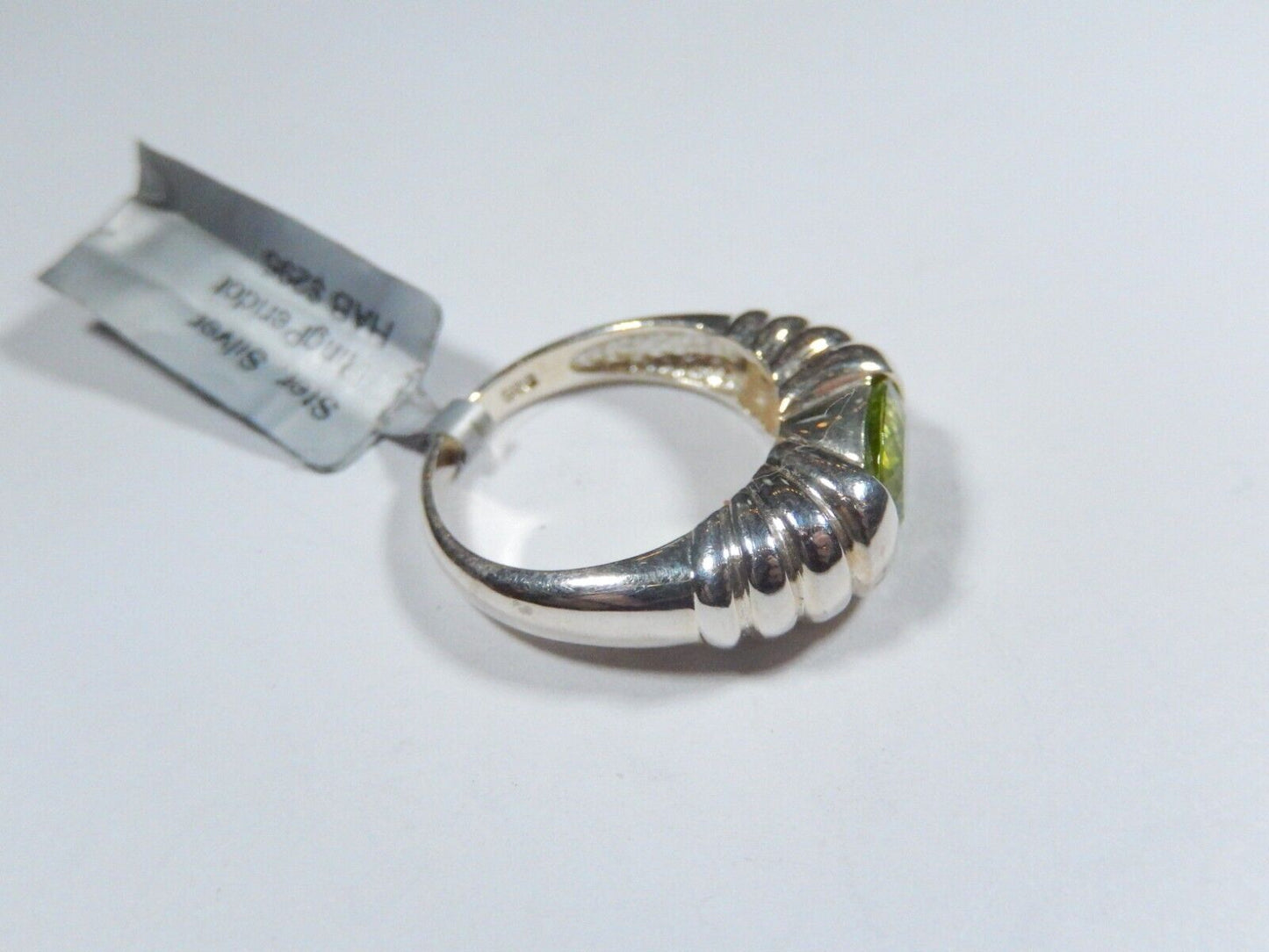 Vintage Sterling Silver 925 Pave Set Peridot Green August Ring Size 6