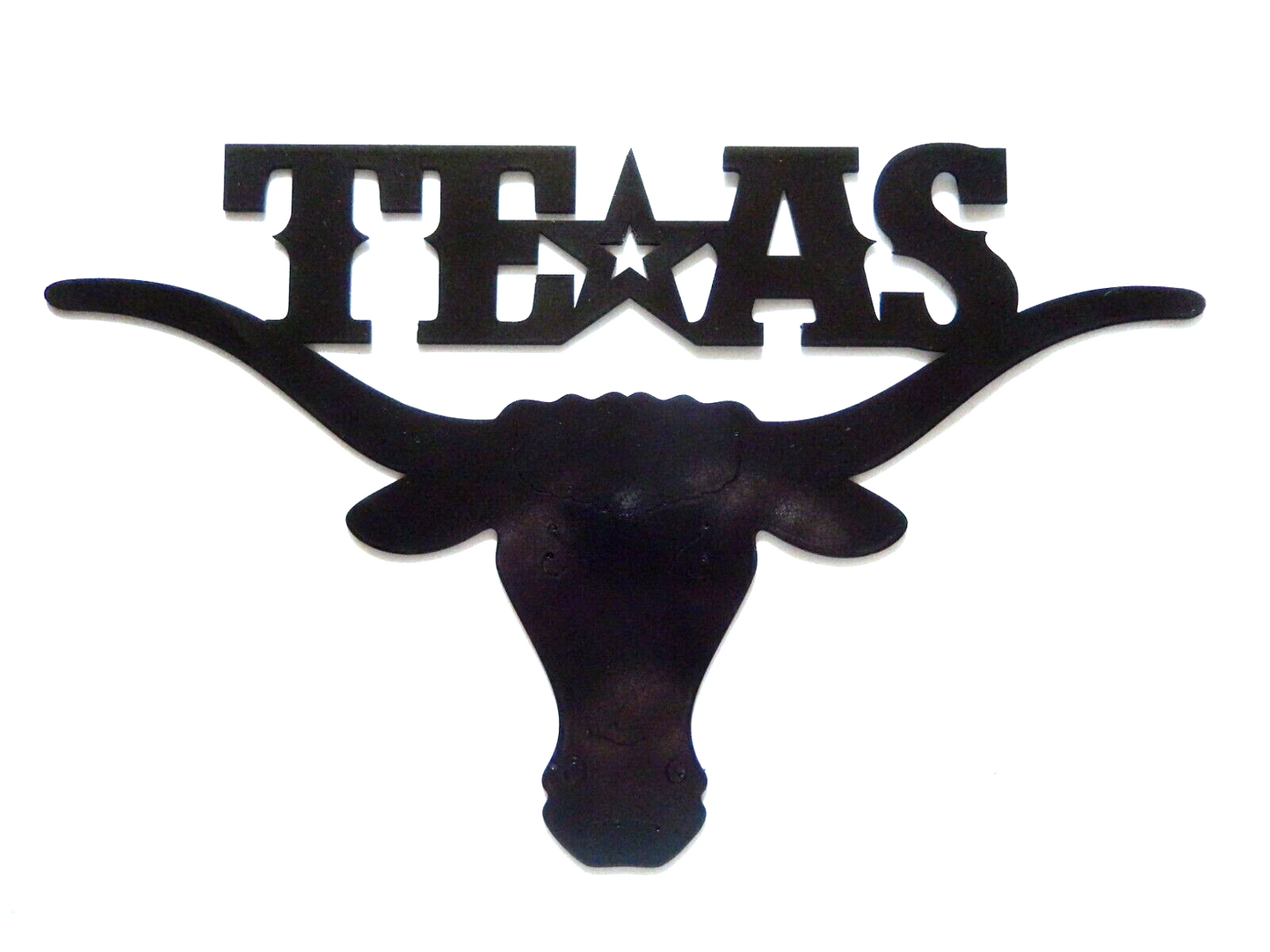 ~NEW~ LARGE 14ga.  "TEXAS LONGHORN" :  METAL WESTERN HOME WALL ART - 15" x 9"