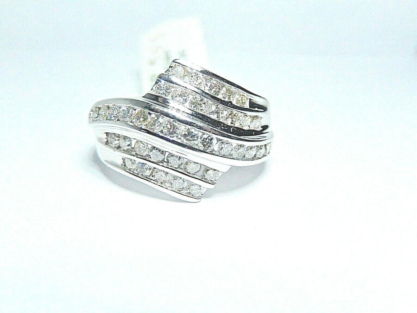 *NWT* 14K White Gold 2/3CT VS Natural Diamond Bypass Ladies Ring  Size 7.75