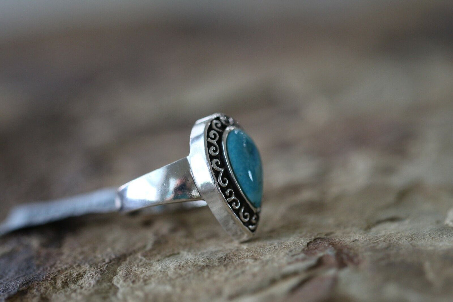 *VINTAGE*  BARSE Sterling Silver Turquoise Teardrop Southwest Ring Size 7.5