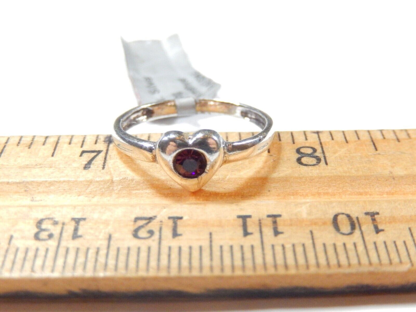 *VINTAGE* LOVELY HEART AMETHYST 925 STERLING SILVER RING SIZE 6.75