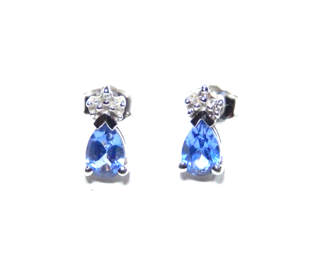 14k White Gold Tanzanite and Diamond Earrings For Women