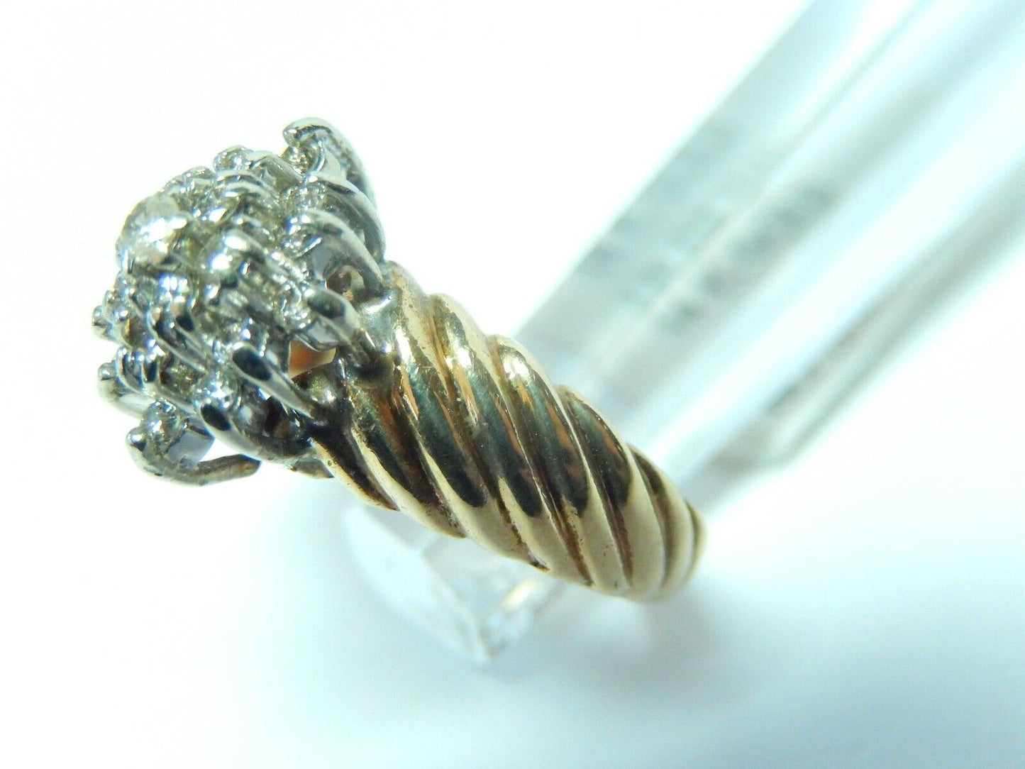 *VINTAGE*  14K Yellow Gold 1/3 ct. tw. Natural Diamond Cluster Ring Size 5.75