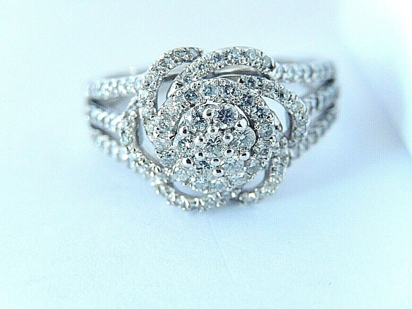 1.25CT Natural VS Diamond Halo Engagement Bridal Ring 14K White Gold Size 7.25
