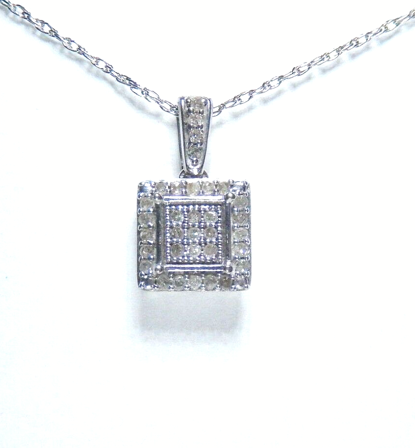 Sterling Silver Hip Hop  Iced Real Diamond Pendant Necklace w/18" Chain