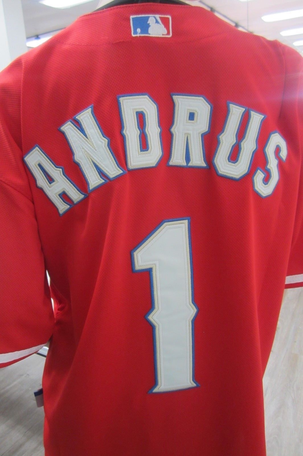 TEXAS RANGERS ANDRUS 2010 WORLD SERIES MAJESTIC JERSEY MENS STITCH JERSEY SZ 52
