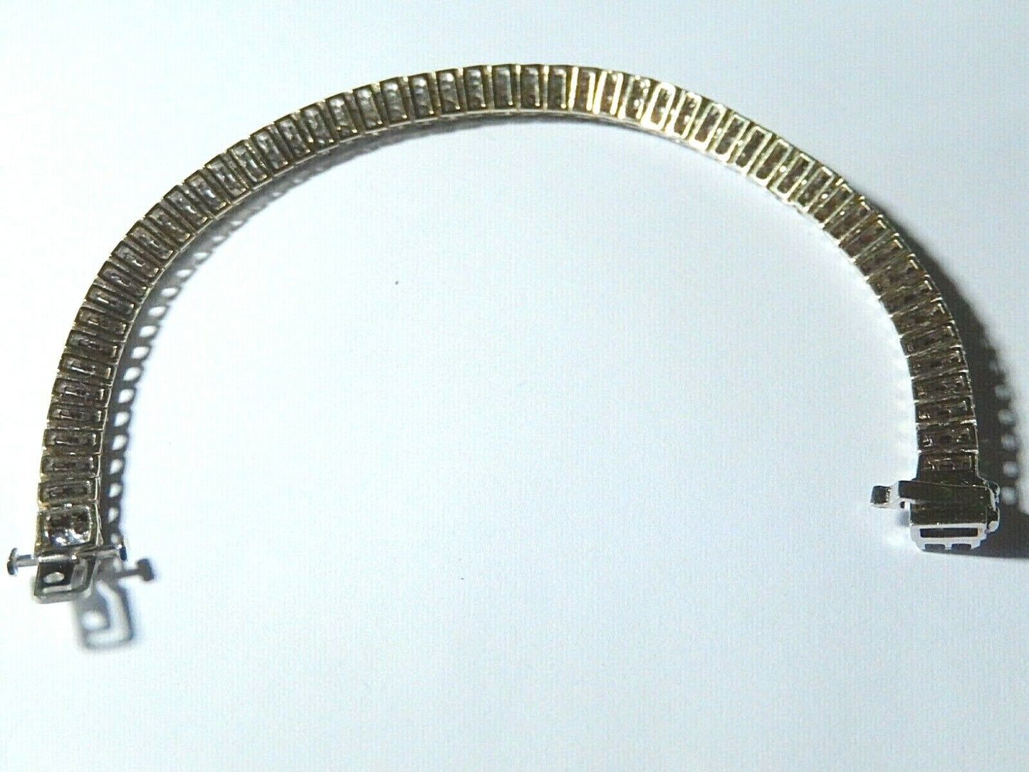 *VINTAGE* Heavy 14K 2-Tone Gold Approx. 2.50CT Diamond Double Row 7.25" Bracelet