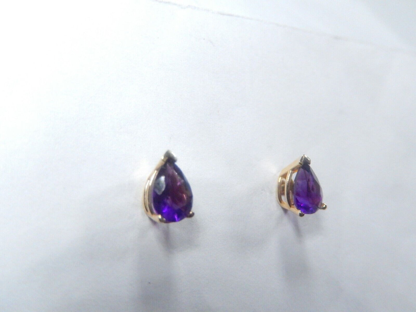 14K Yellow Gold 1.00 CT  Brazilian Amethyst Thick Basket Stud Earrings