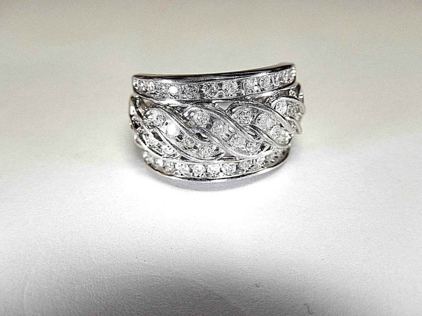 1 Ct Natural Diamond Womens Wedding Anniversary Ring 10k White Gold 13.5mm Wide