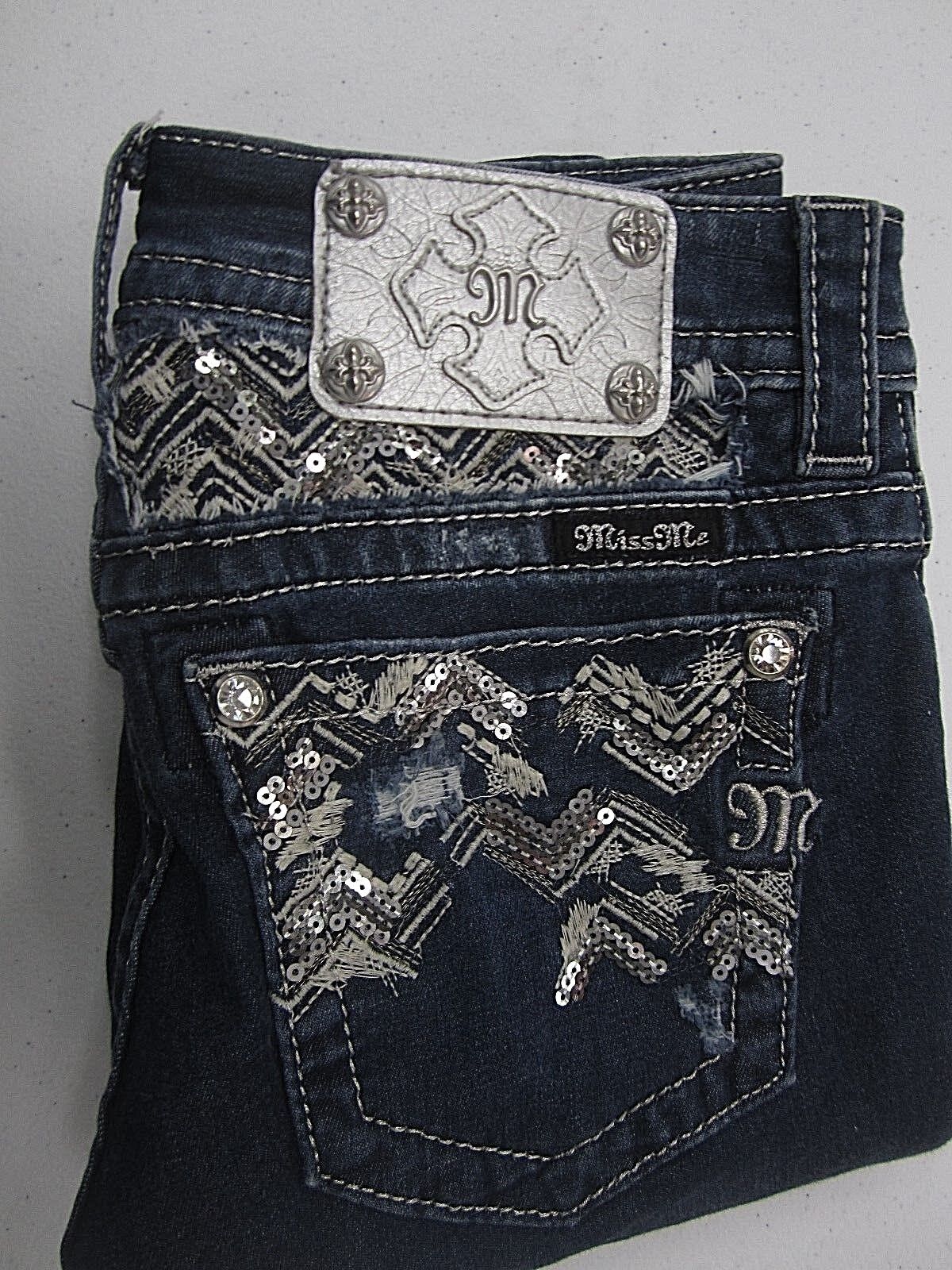 NWOT MISS ME Signature SKINNY Jeans Embellish BLING Size 25 x 33