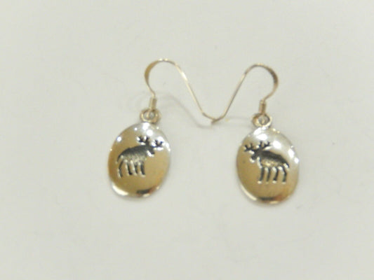 *VINTAGE* Native American Sterling Silver MOOSE Earrings Signed "WTS"