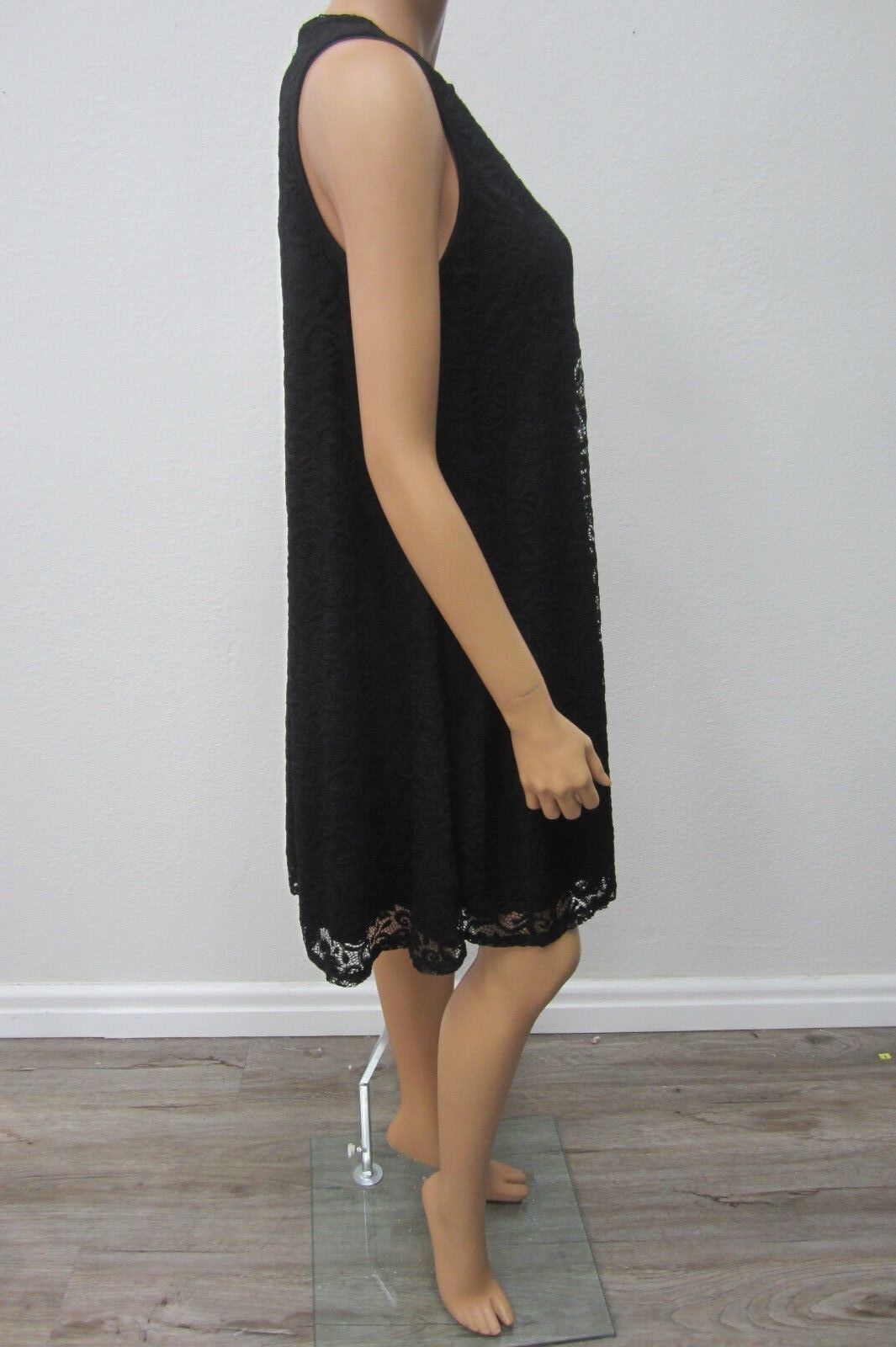 NWT Wishful & Park Womens CUTE Lace Dress Color Black Sleeveless Crew Neck Sz1XL
