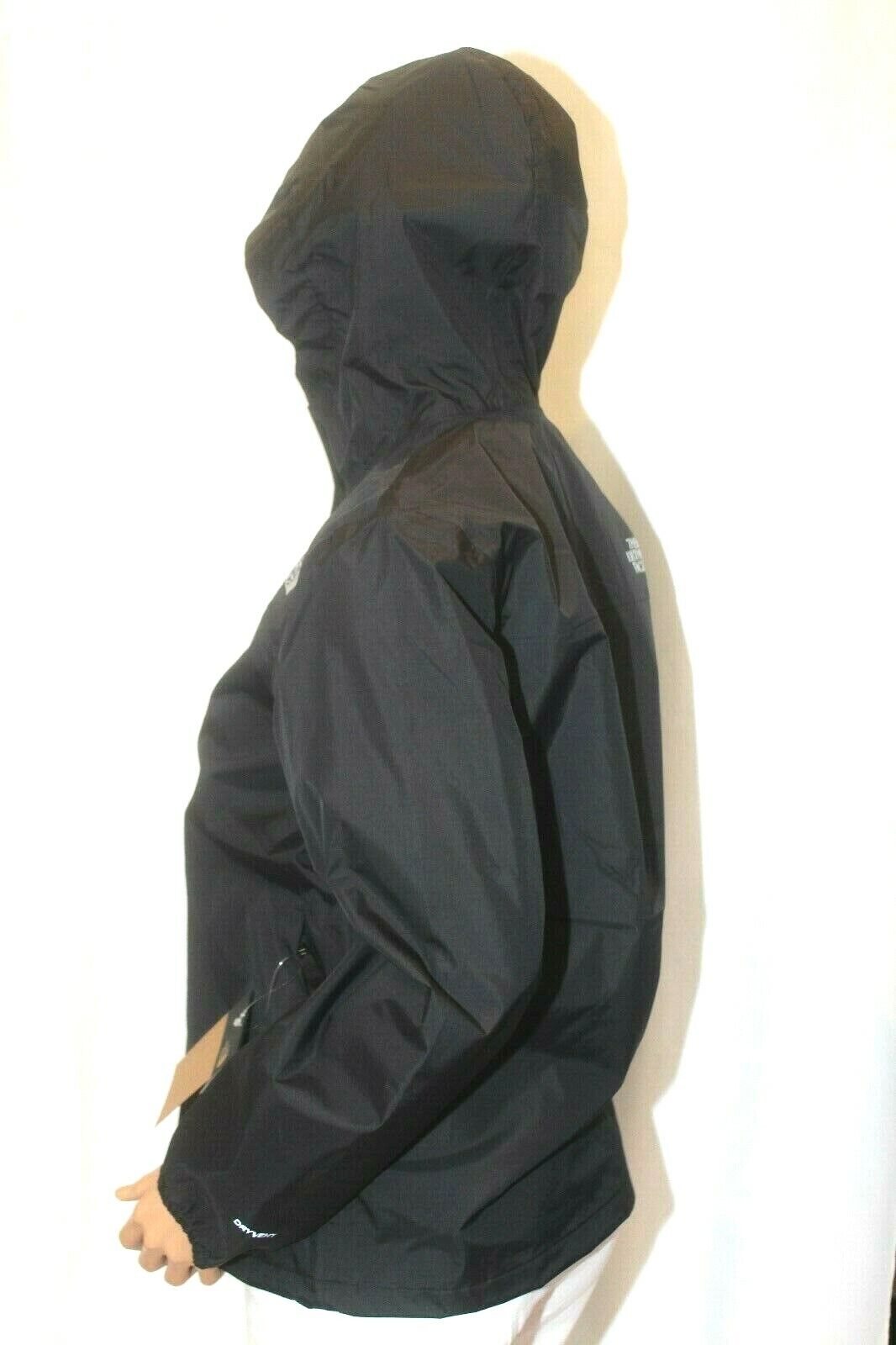 *NWT* $70. North Face Resolve Reflective Girls Black Rain Jacket HyVent Hood -L