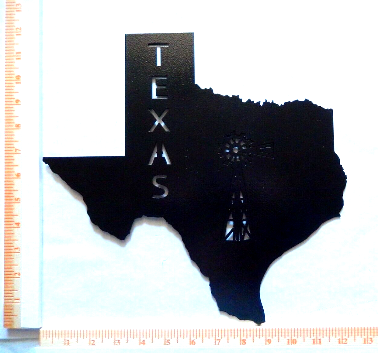"NEW" STATE OF TEXAS WITH OIL DERRICK" METAL WALL ART 14ga. 12"x12"