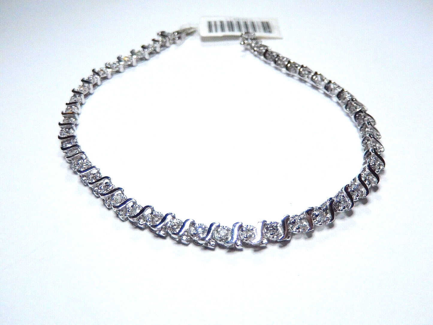 10K White Gold 46 Round Cut Approx. 1/2 CT Natural Diamond Tennis Bracelet 7"