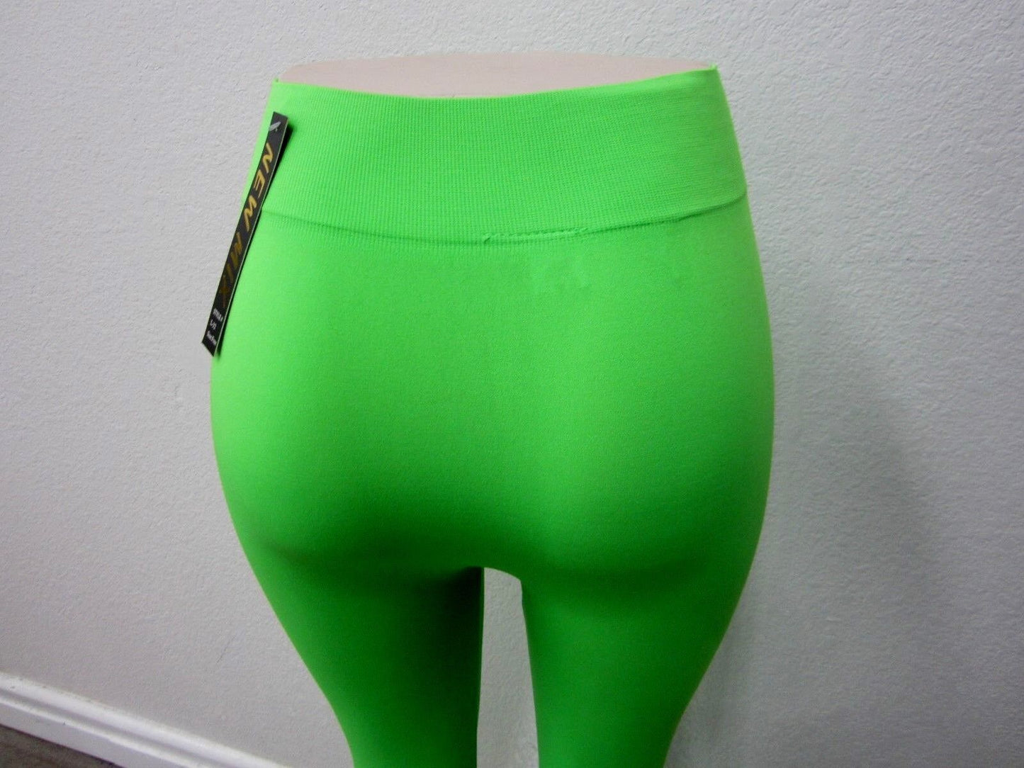 NWT New Mix Thick Leggings Women One Size Green Stretch Yoga Elastic 32" Length