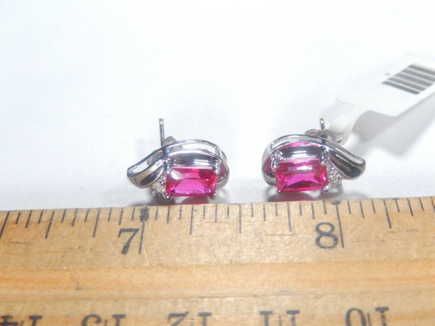 10k White Gold Lab-Created Ruby and Diamond Earrings