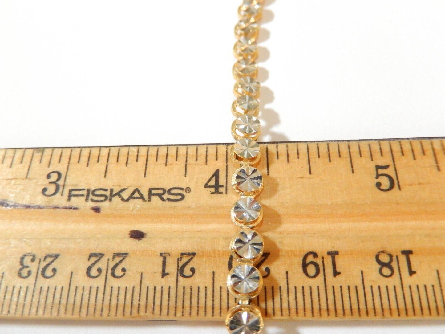 SENSATIONAL  14K TWO TONE GOLD  LADIES DIAMOND ILLUSION LINK BRACELET 7"