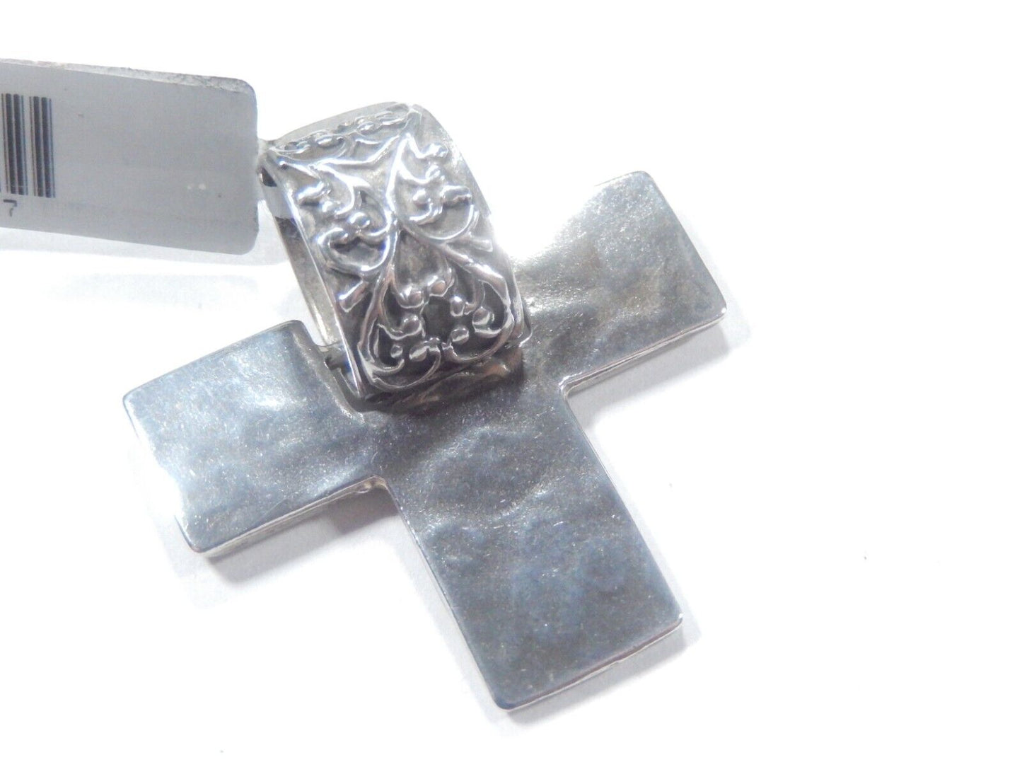SILPADA Hammered Cross Vine Slide Pendant Sterling Silver 1 9/16" Length S1514