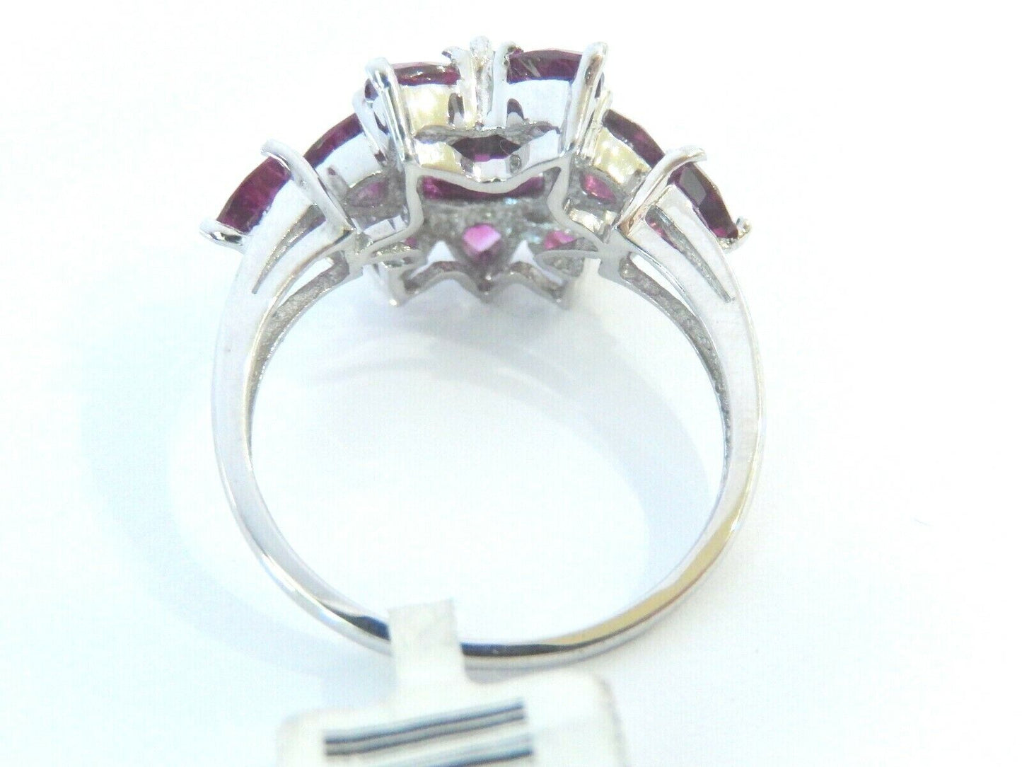 *NEW*  10k Solid White Gold 3Ct Trillion Cut Purple Amethyst Ring Size 8.75