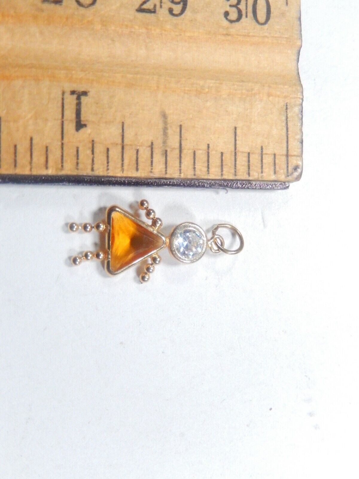 *VINTAGE* 14k Yellow Gold Girl Citrine November Birthstone Baby Pendant