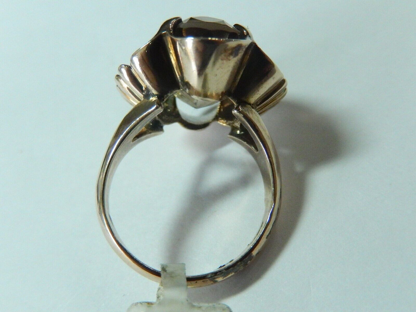 *VINTAGE*  LARGE 14K Yellow Gold 9CT Smoky Quartz Cocktail Ring Size 7