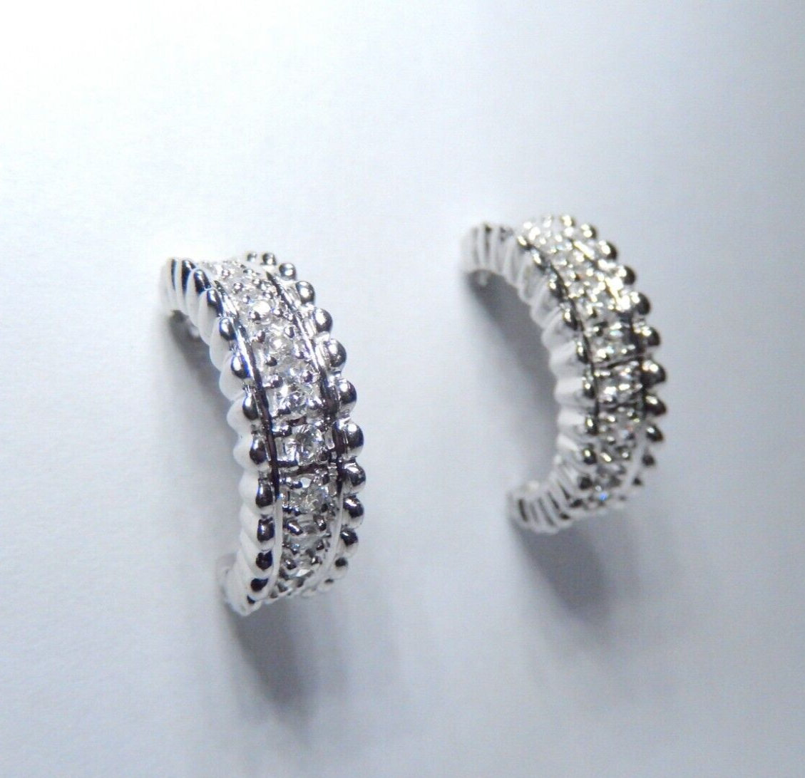 *NWT*  14K White Gold .50 CT Natural Diamond 3/4 Hoop Earrings 17mm