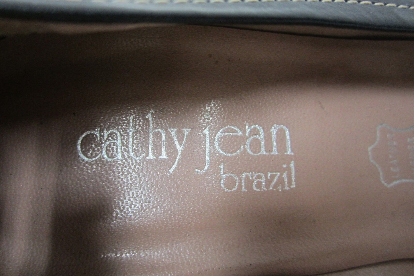 *CUTE*  Cathy Jean DUMOND Brazil Brown Leather Kitten Heel Slip On Shoes Sz 7.5M