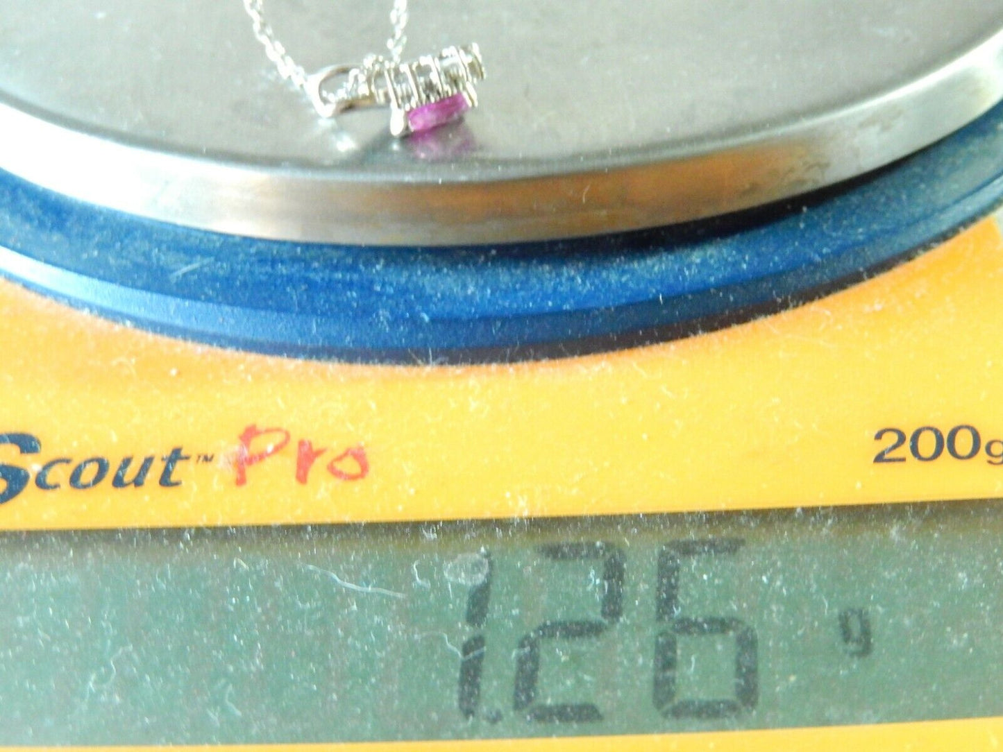 *NWT* 10K White Gold Pink Sapphire & Diamond Pendant Necklace w/18" Chain