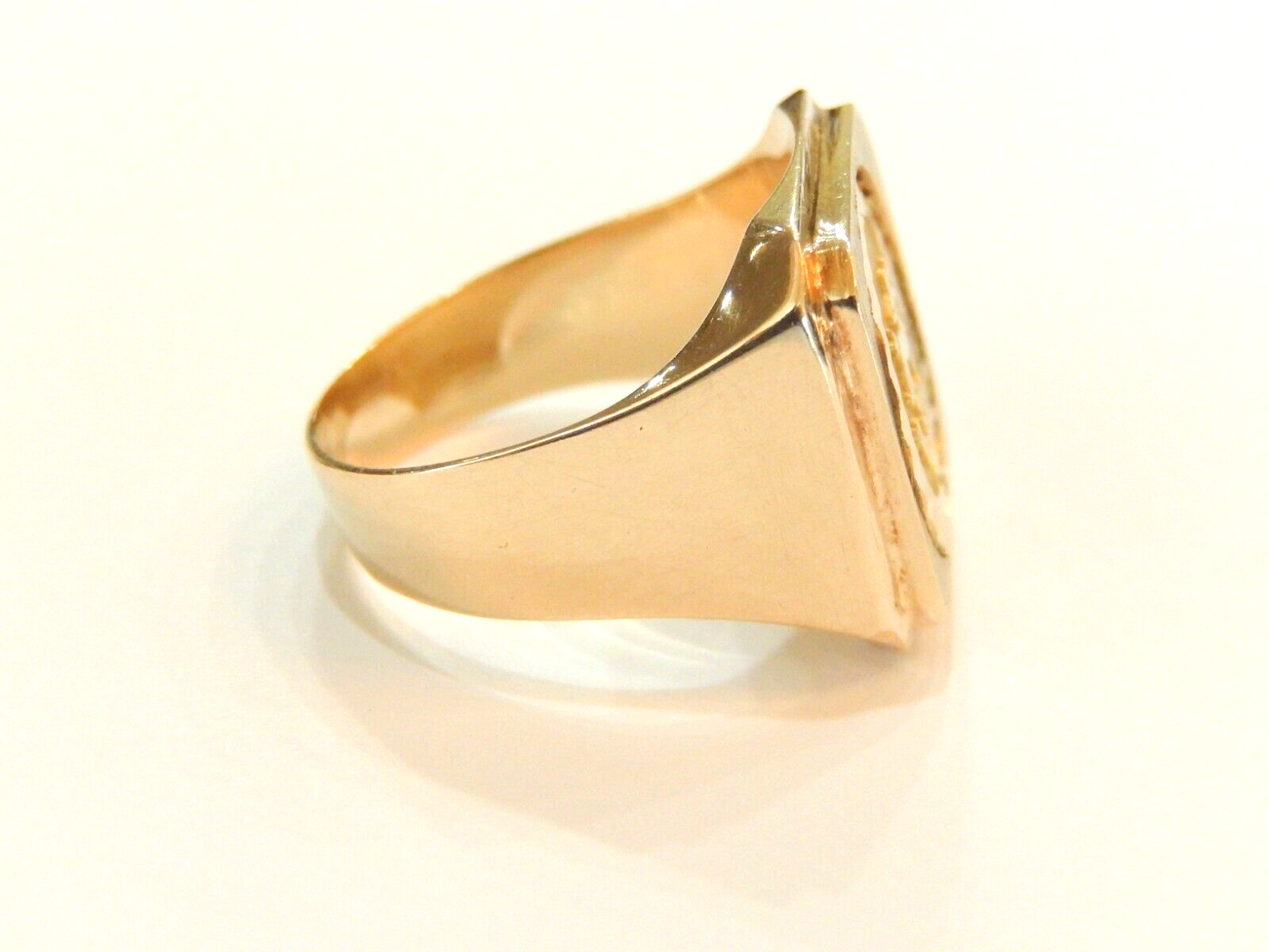 14k Solid Yellow Gold HEAVY Mens Zodiac  Sagitarius Ring  Sz 8.25