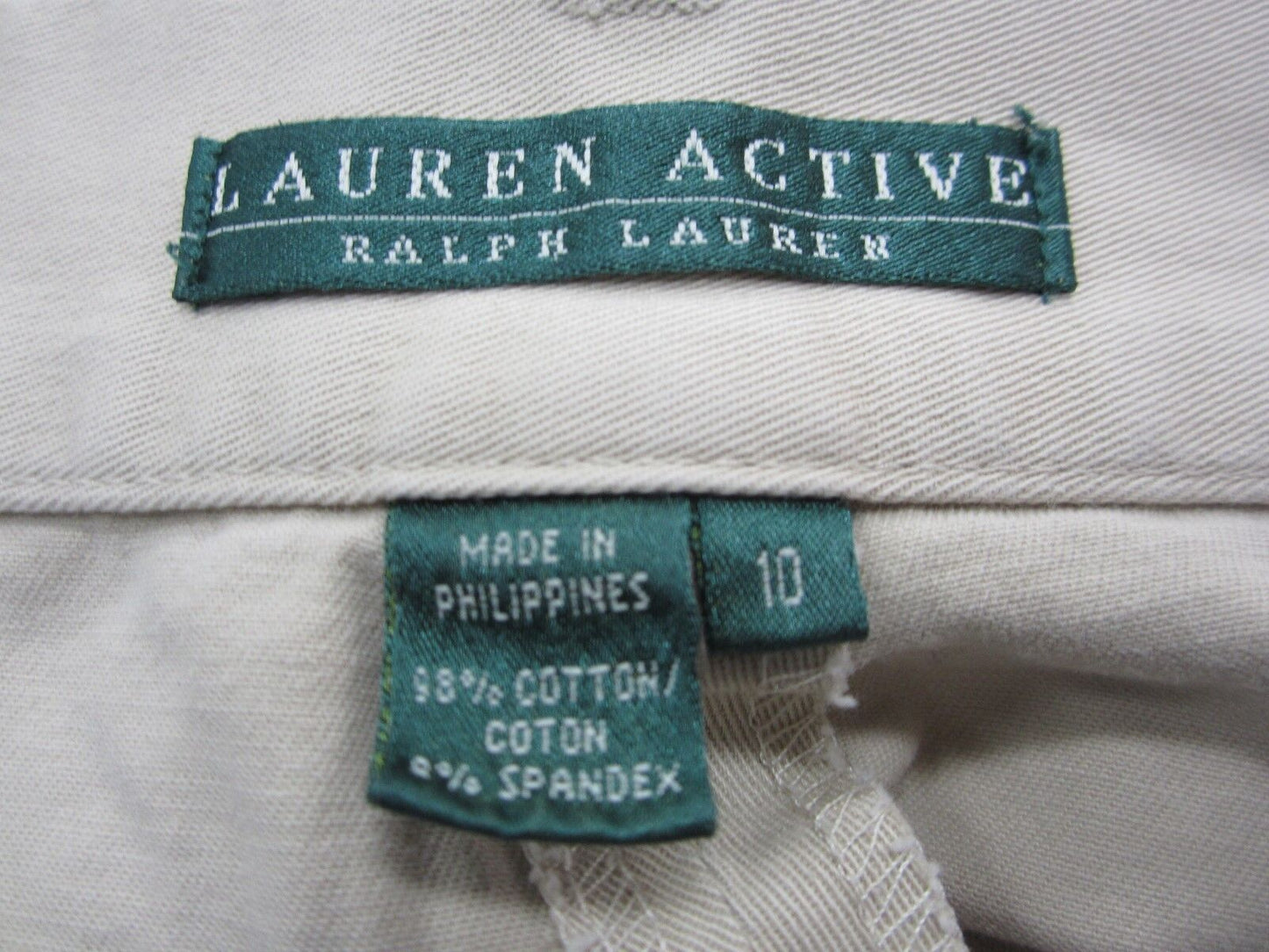 NICE Lauren Active Ralph Lauren Khaki Pants 98% Cotton Size 10 x 29.5"L
