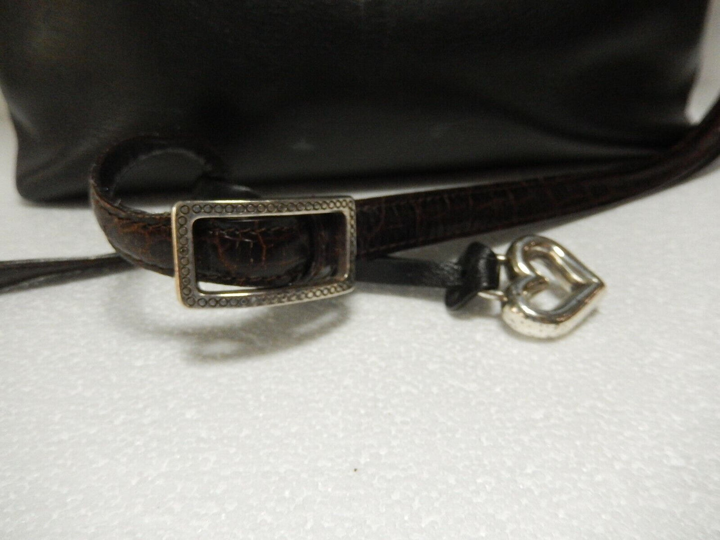 Vintage Brighton Purse HandBag Silver Hardware, Leather Croc, Long Strap