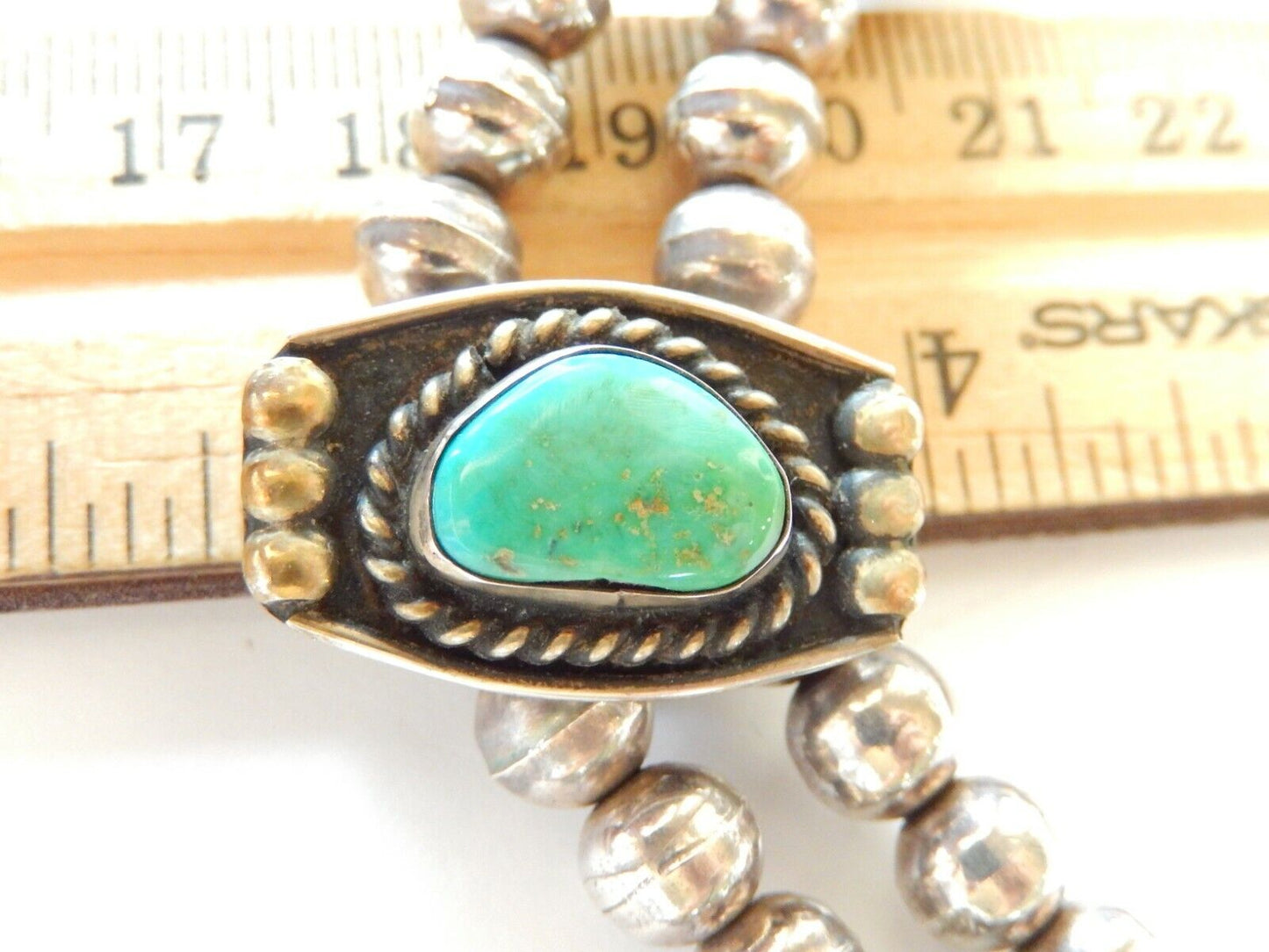 *VINTAGE*  Navajo 925 Sterling Silver Turquoise 15" Necklace