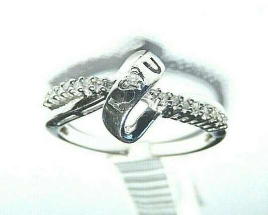 *VINTAGE* 10K  White Gold I LOVE YOU 1/5CT Diamond Ring Size 7.5