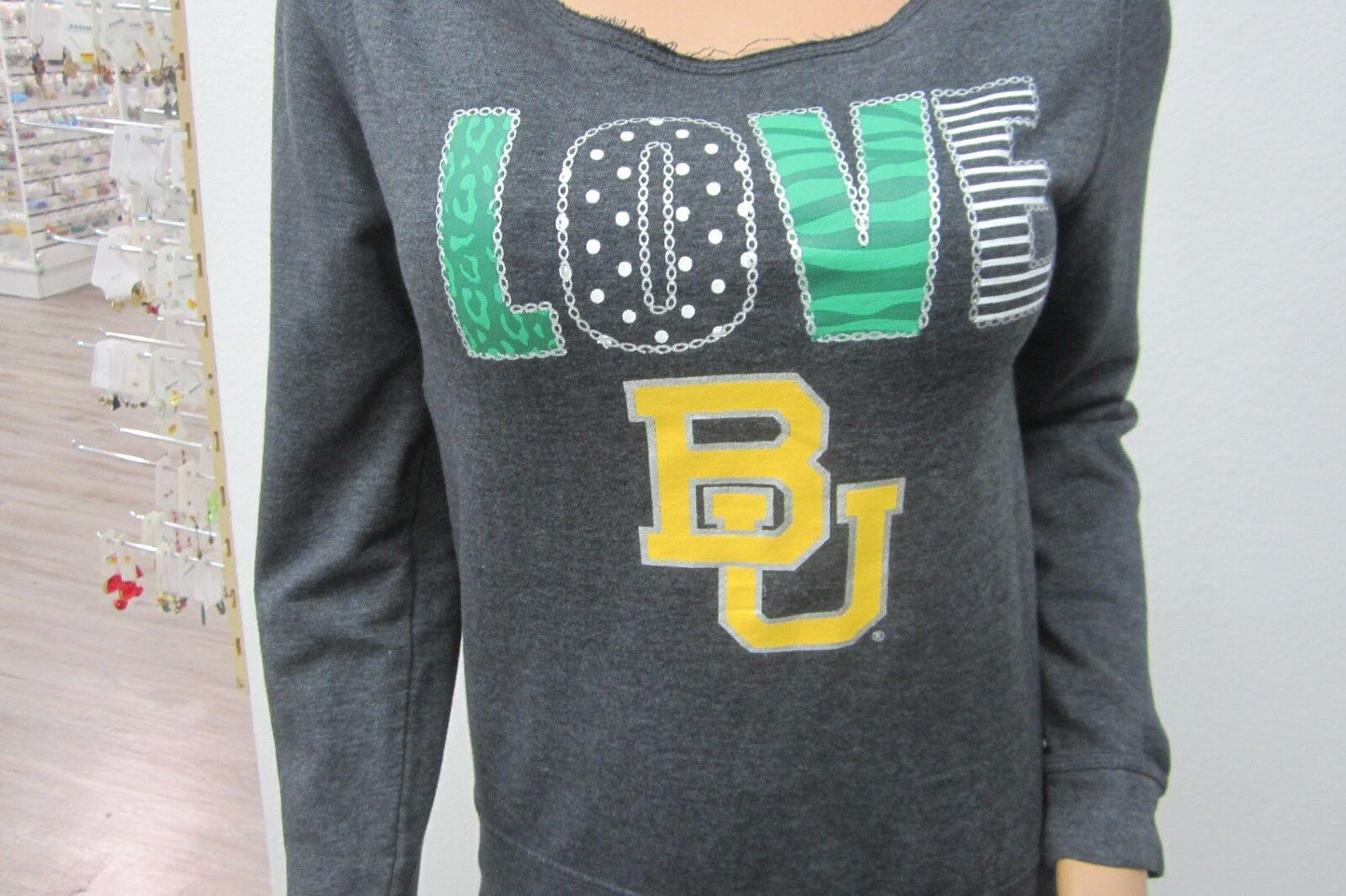MINT  Baylor University Bears Long Sleeve "LOVE" Sweat Shirt Women's Grey Size M