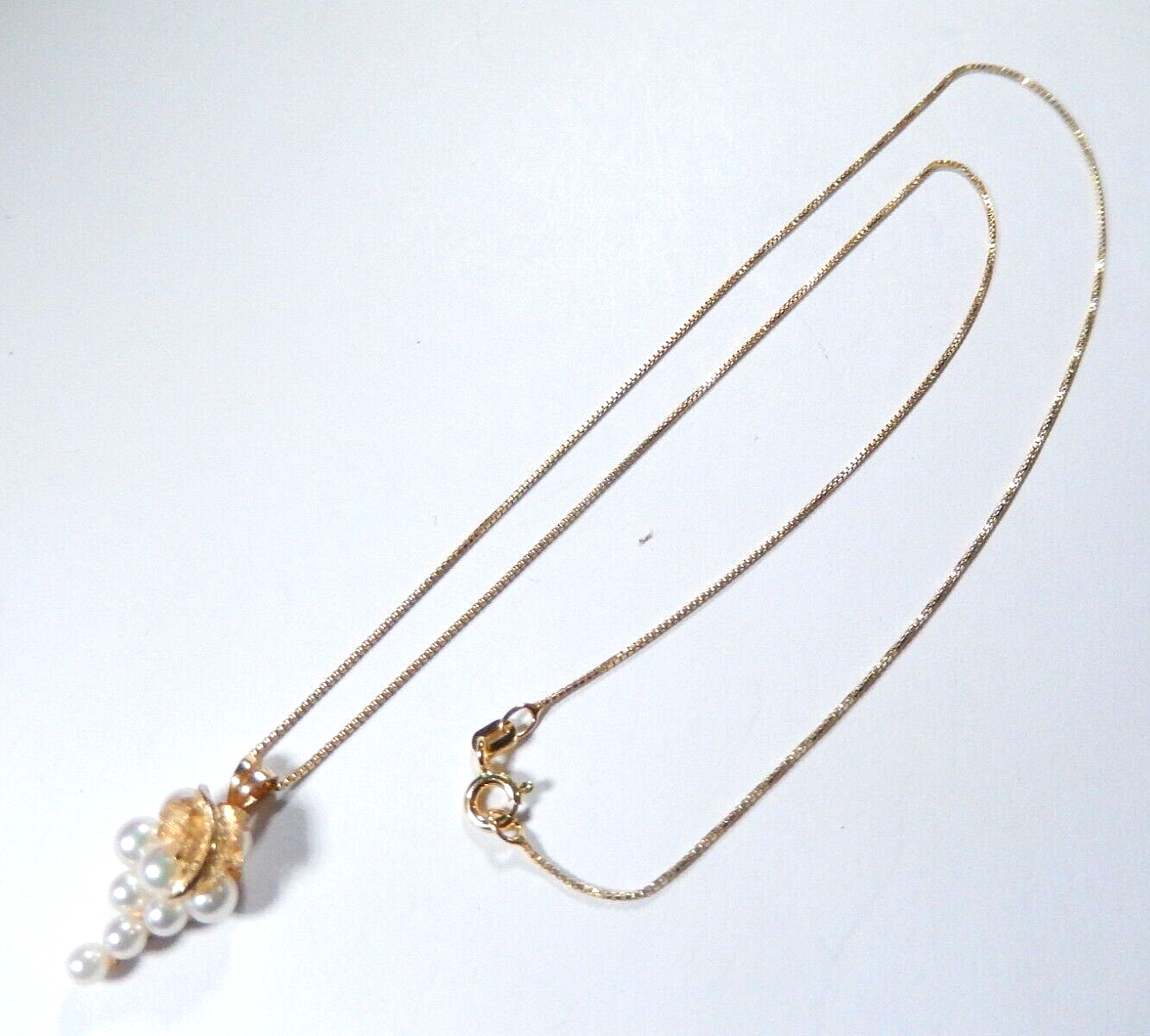 *VINTAGE*  14K Yellow Gold 3.5mm - 4.5mm Pearl Grape Cluster  Pendant w/18"chain