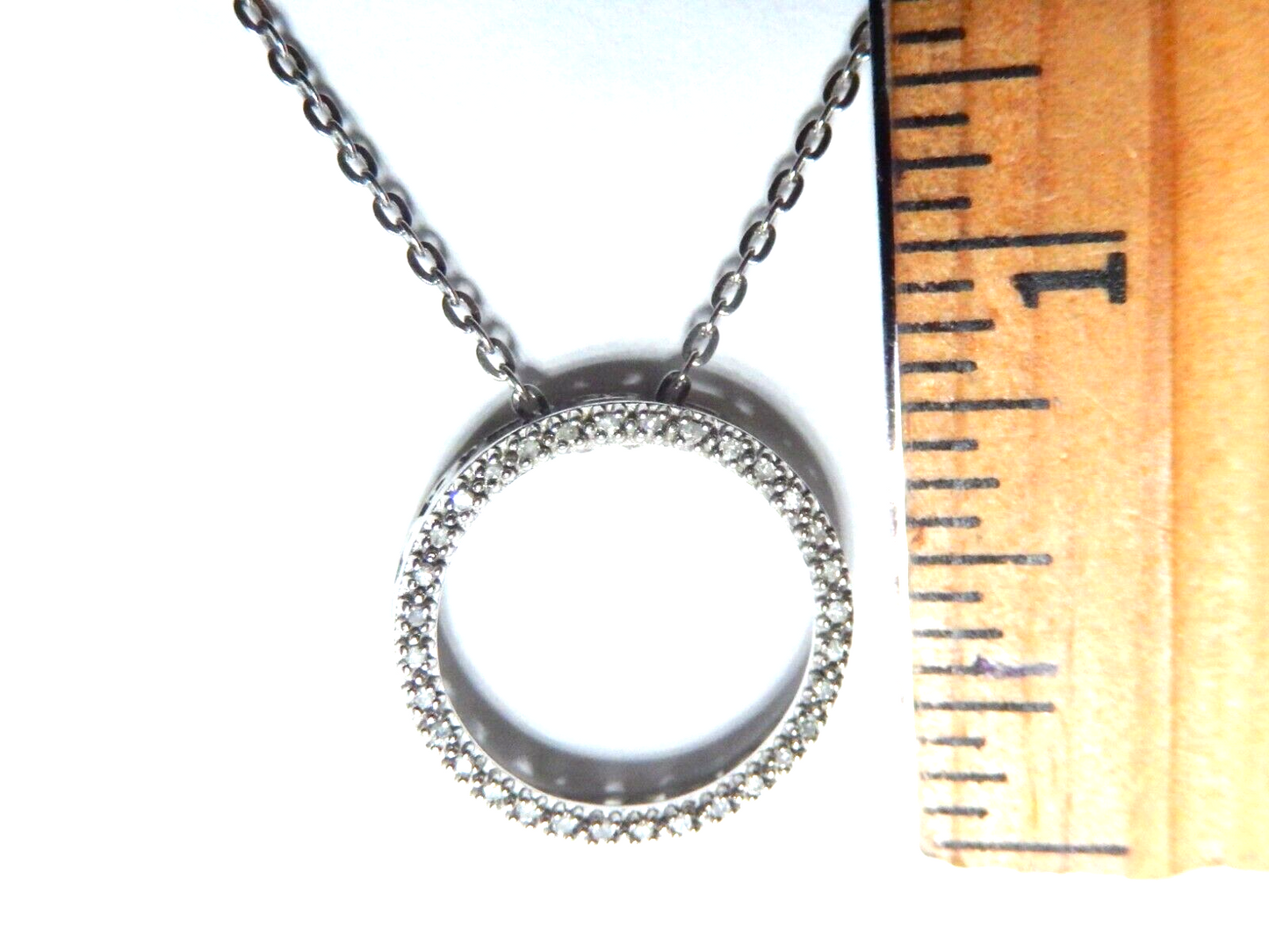 32 Natural Diamonds Circle of Life Love 10k White Gold 1/5 CT 18" Chain Pendant