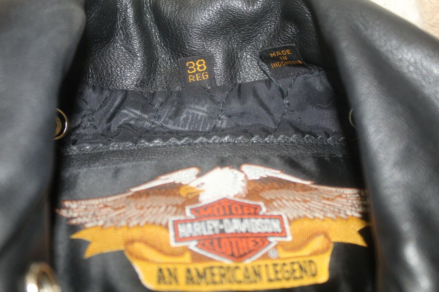 *VINTAGE* RARE HARLEY DAVIDSON Heavy Leather Back Spleen Men's Biker Jacket Sz38