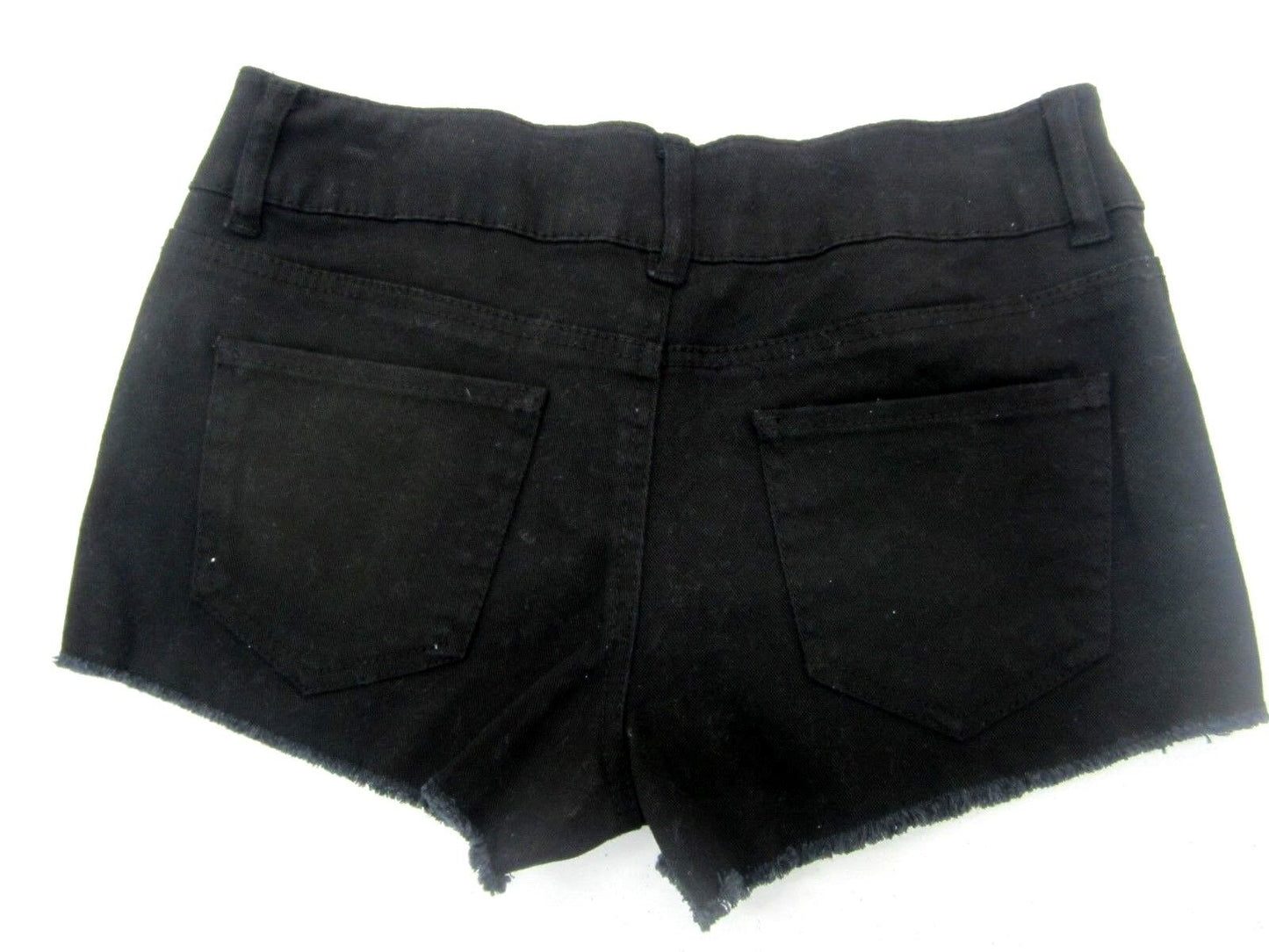 NWT Refuge Denim Mid Rise Shortie Shorts Olive Green Fringe Hem Size 2 x 2"Long