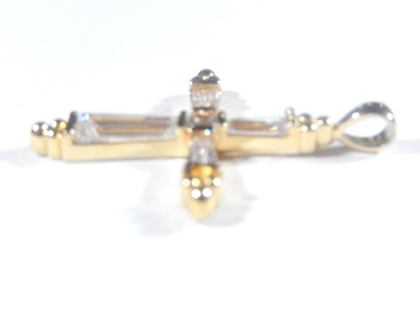 Vermeil Gold Over Sterling 925 Silver Cross CZ Pendant