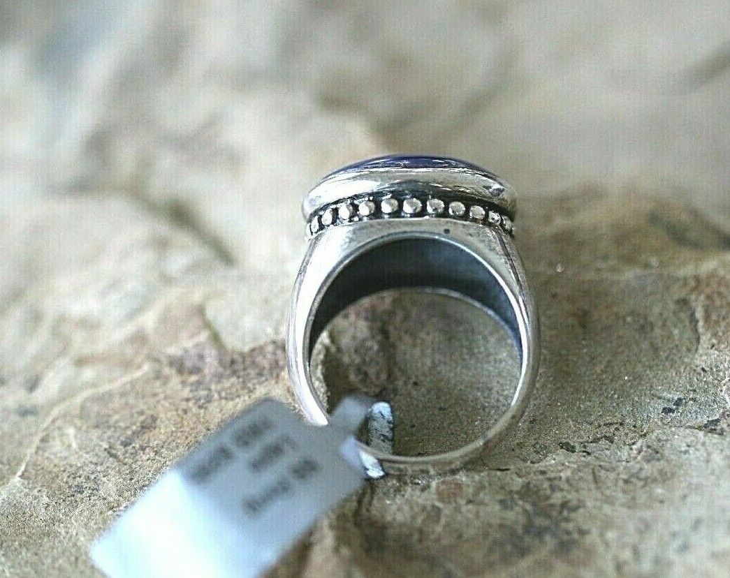 *VINTAGE*  Blue Lapis Lazuli Sterling Silver Solitaire Oval Ring Size 7.5