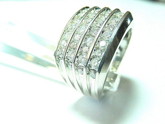 MENS Wide 15mm Solid10K White Gold 2.5CT NATURAL VS Diamond Ring Sz  10