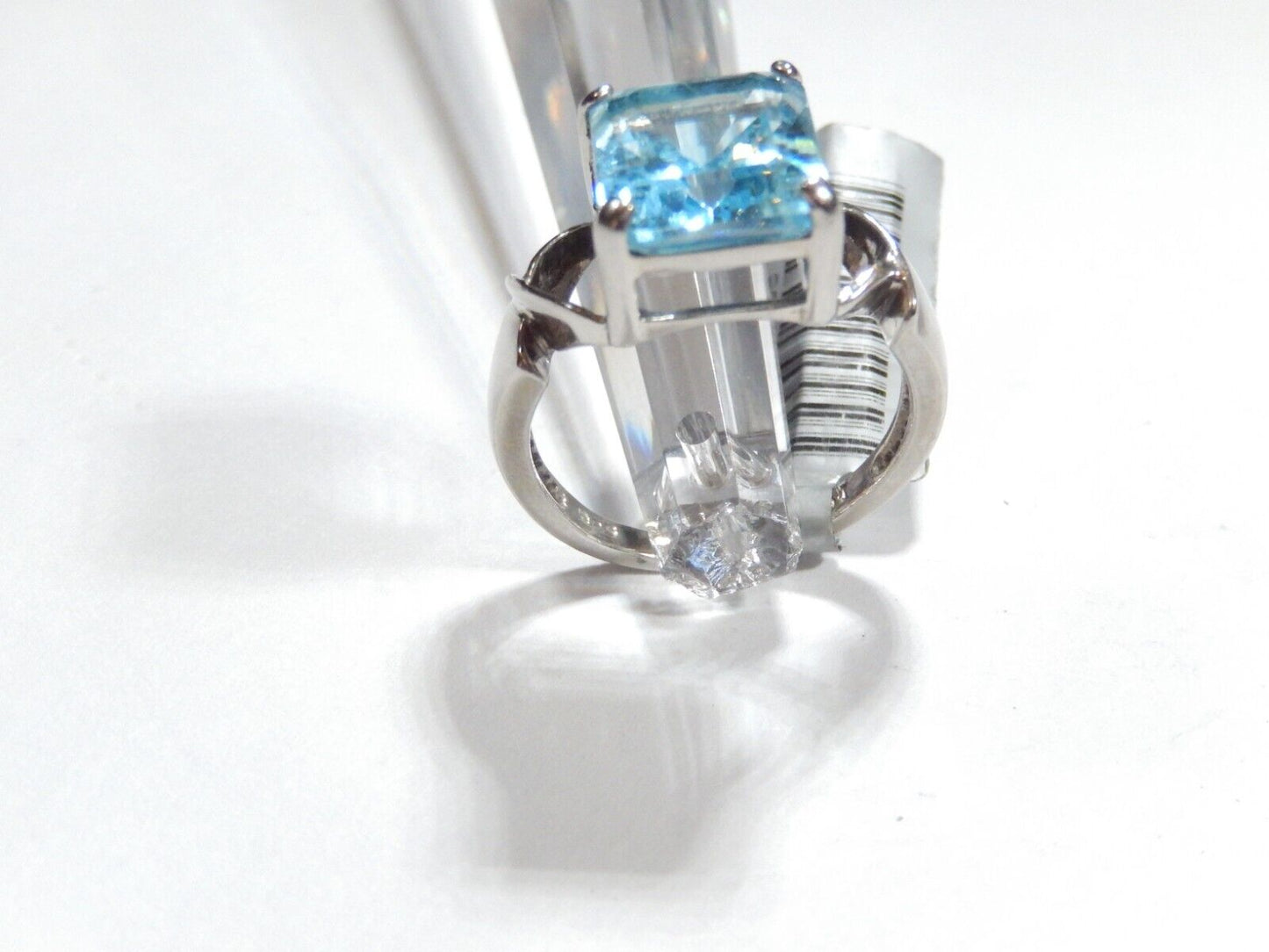 *VINTAGE*   5.00CT Swiss Blue Topaz 925  Sterling Silver Band Solitaire Ring 7