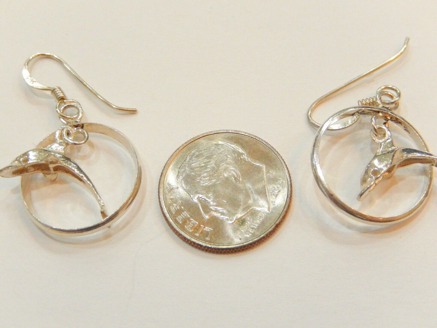 925 Sterling Silver Dolphin Dangle Earrings
