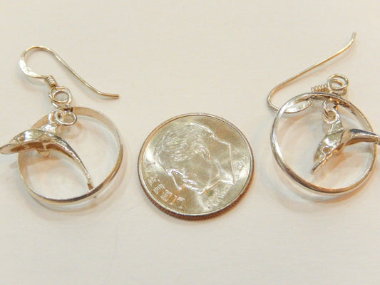 925 Sterling Silver Dolphin Dangle Earrings